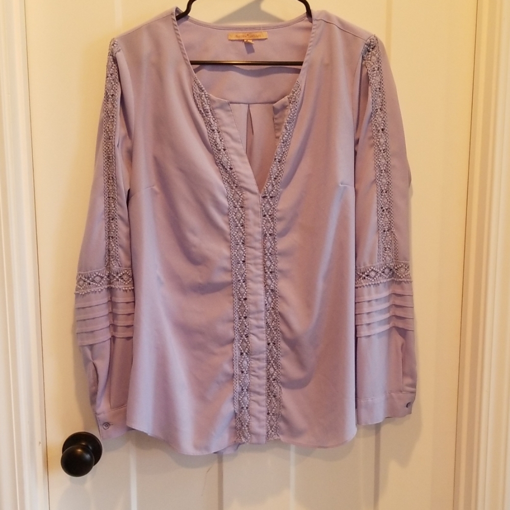 Lavender Blouse with Lace Details